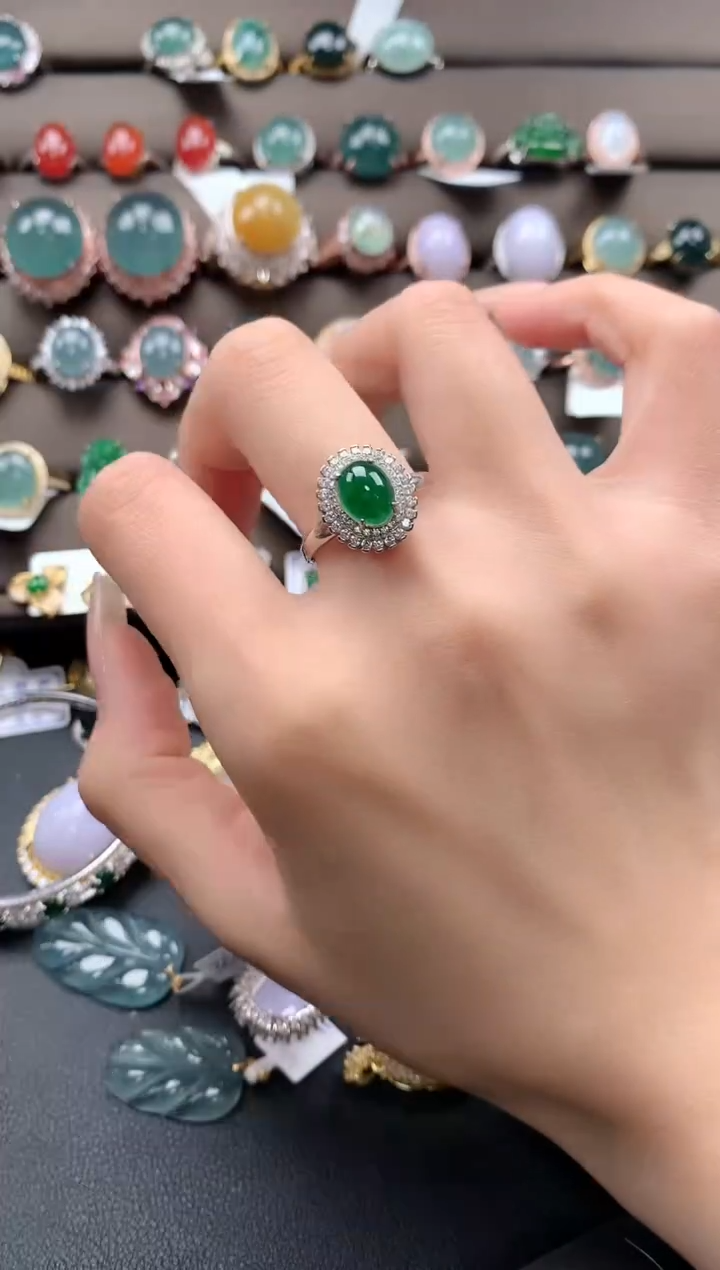 【闪购商品】翡翠戒指银S925镶嵌4324