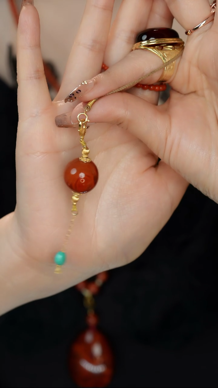 定制南红玛瑙17mm大单珠南红吊坠