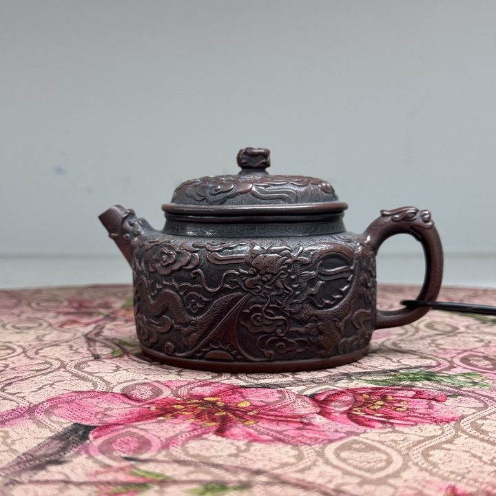 【古月壶来】N1818大红袍捂灰满刻龙纹德中180CC