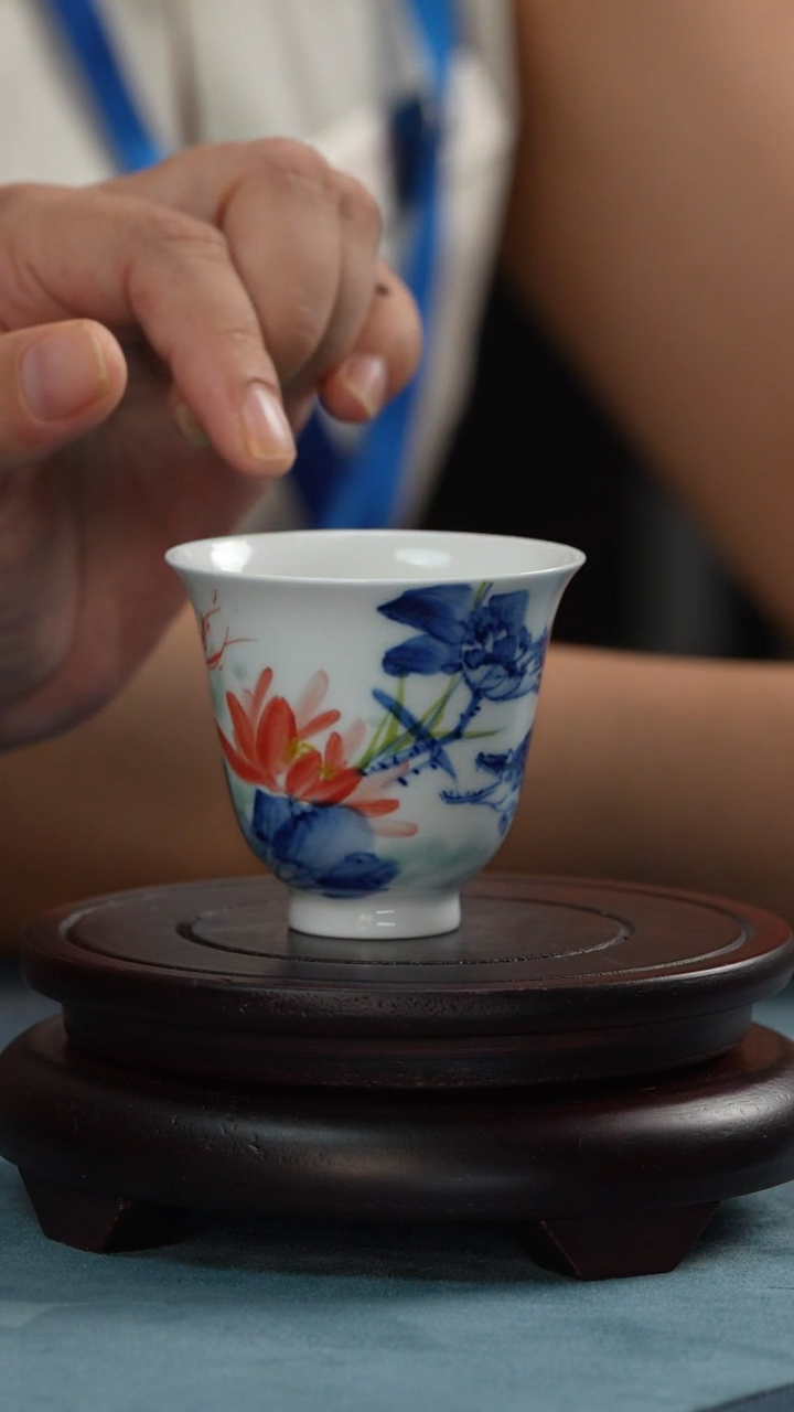 杯子景德镇手工手绘青花加彩和为贵图（余老师）