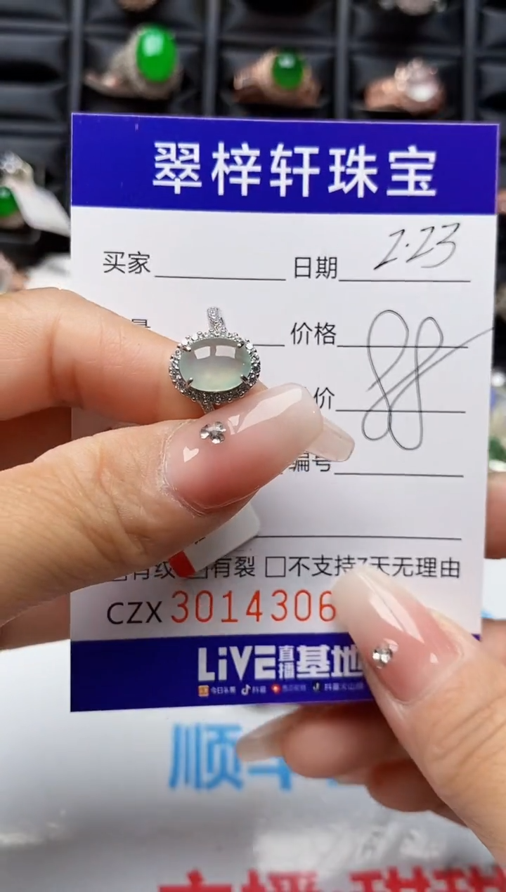 【闪购商品】翡翠戒指银S925镶嵌4306