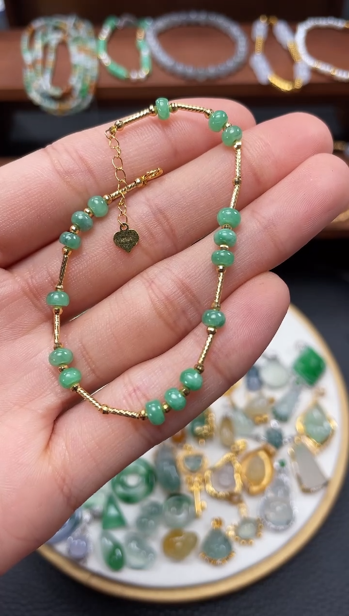 【闪购商品】翡翠套链18K金镶嵌一个  JK215