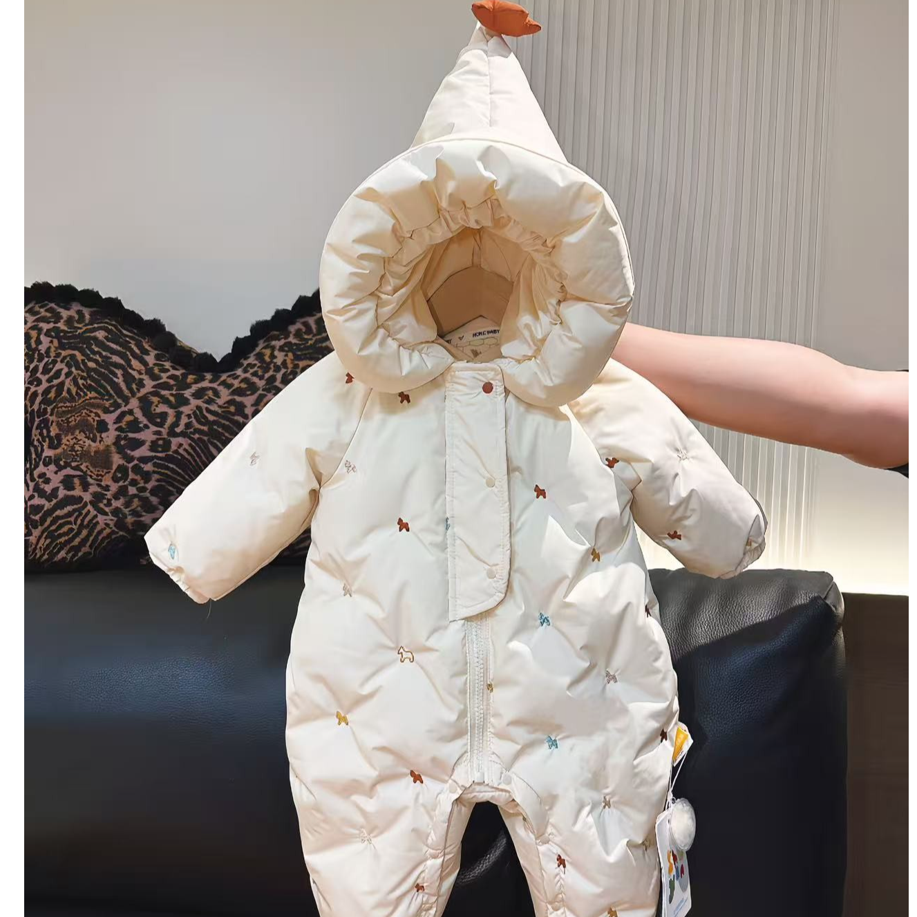 90白鸭绒羽绒爬爬服羽绒连体衣冬季加厚男女宝宝保暖冬装羽绒服