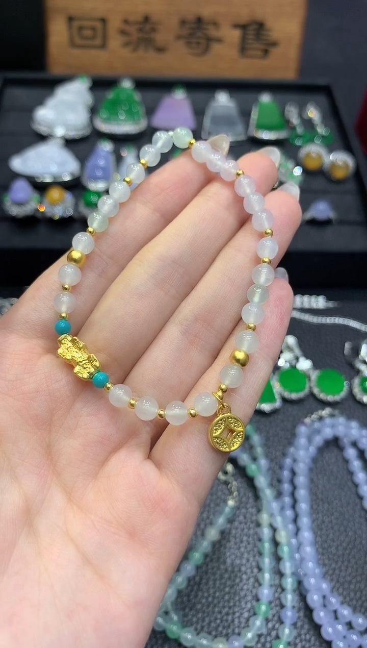 18K金镶嵌手链翡翠16