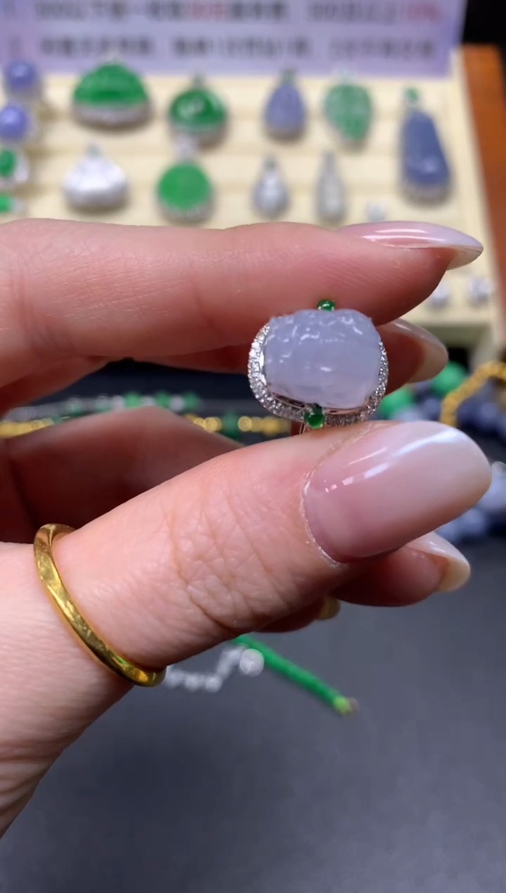 【闪购商品】翡翠戒指18K金镶嵌戒指|3000+300