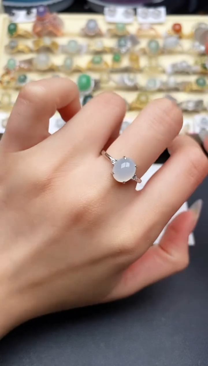 【闪购商品】翡翠戒指银S925镶嵌33333333+6