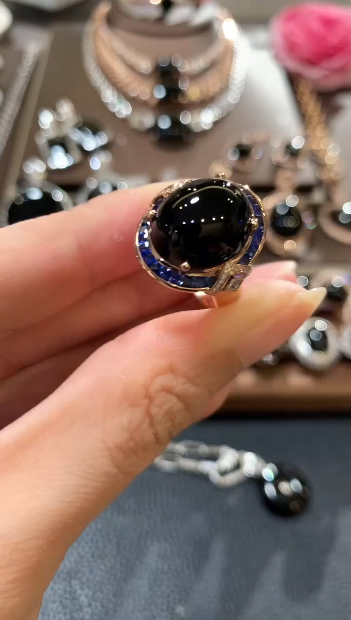 【冰冰匠心珠宝】18K金镶嵌墨翠戒指-多样性一件发货-定制款-16