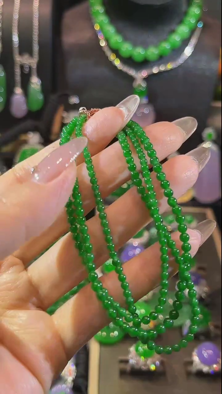 【闪购商品】翡翠颈饰18K金镶嵌珠串