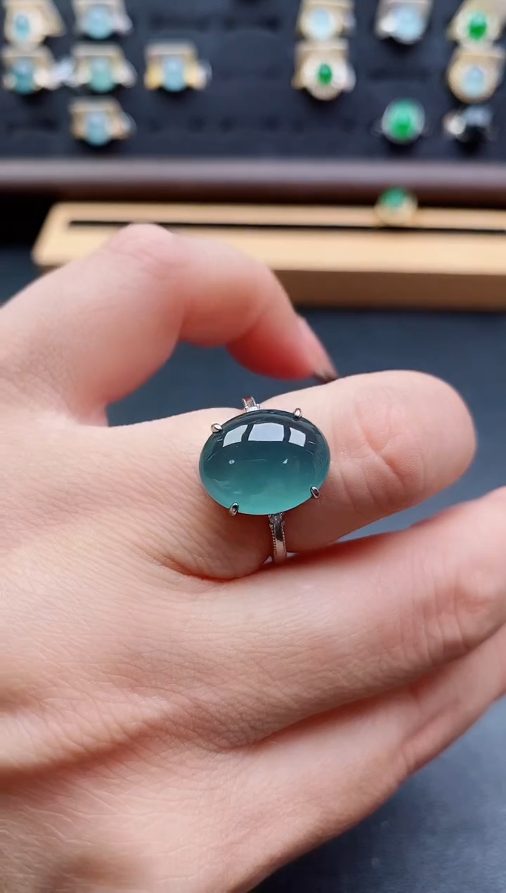银S925镶嵌戒指翡翠1