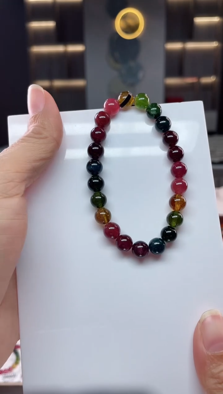 未镶嵌老矿碧玺单圈手串8mm+碧玺（多样性发一条）Q