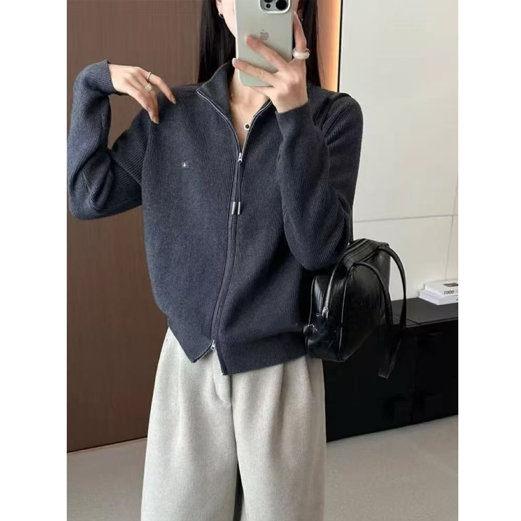 玲家精选12101款号拉链款针织开衫