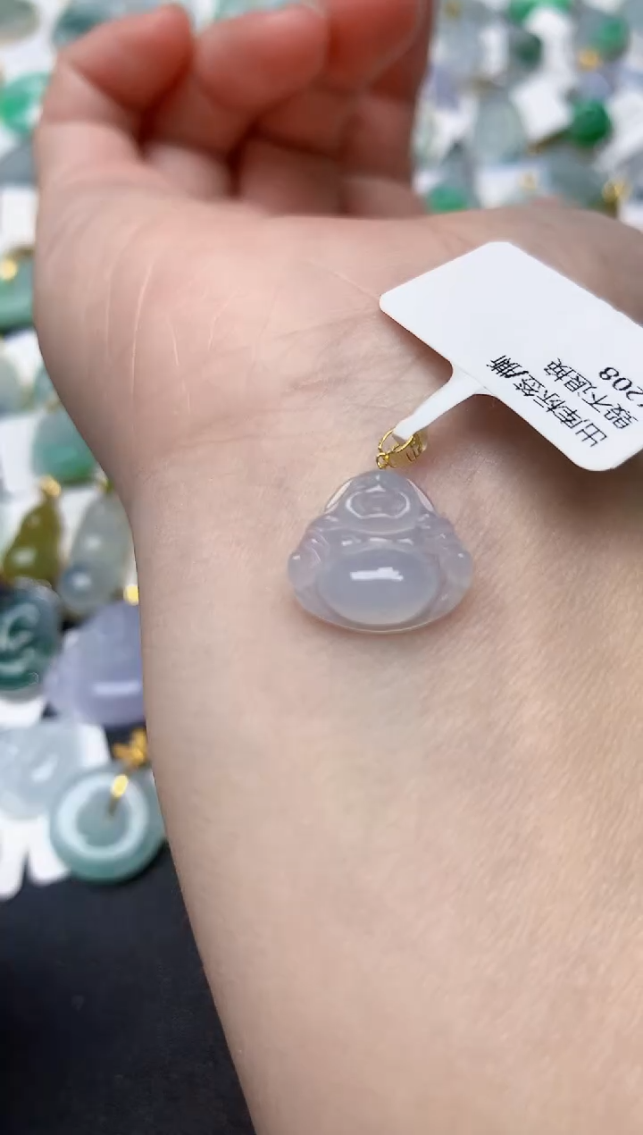 颈饰18K金镶嵌翡翠天然缅甸A货翡翠