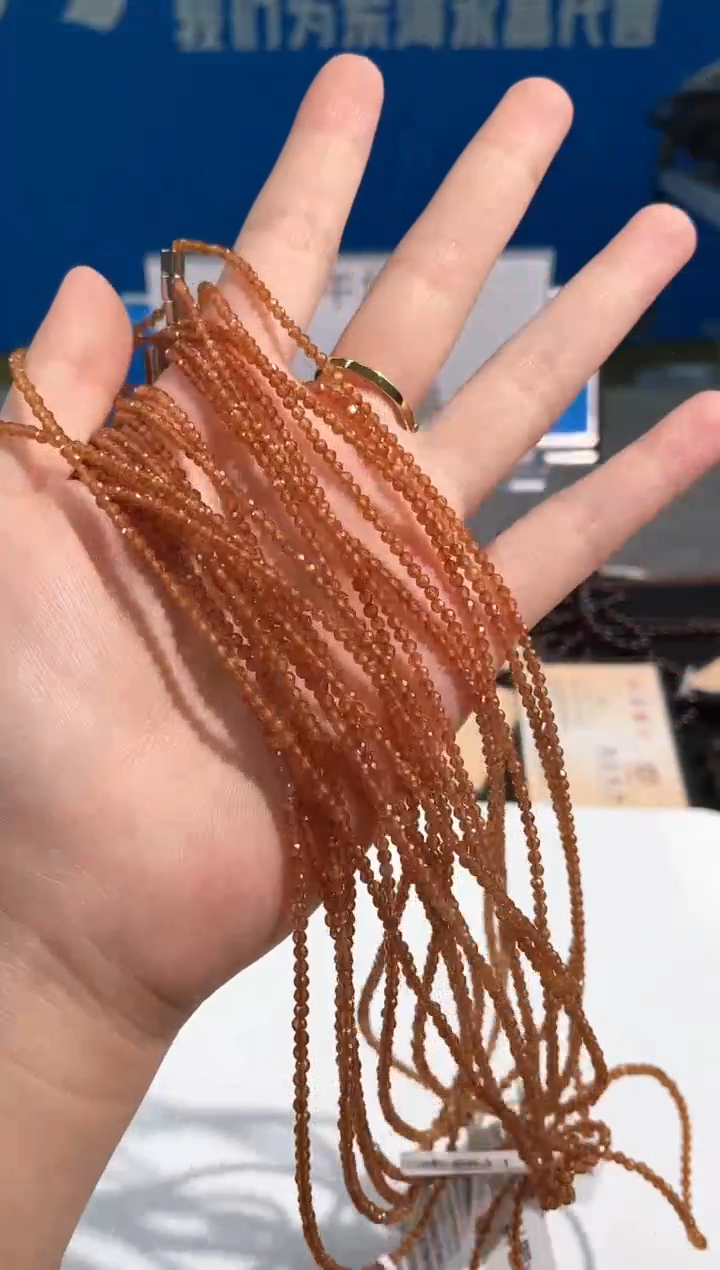 【闪购商品】水晶手链未镶嵌94号橙红石榴石单圈3mm