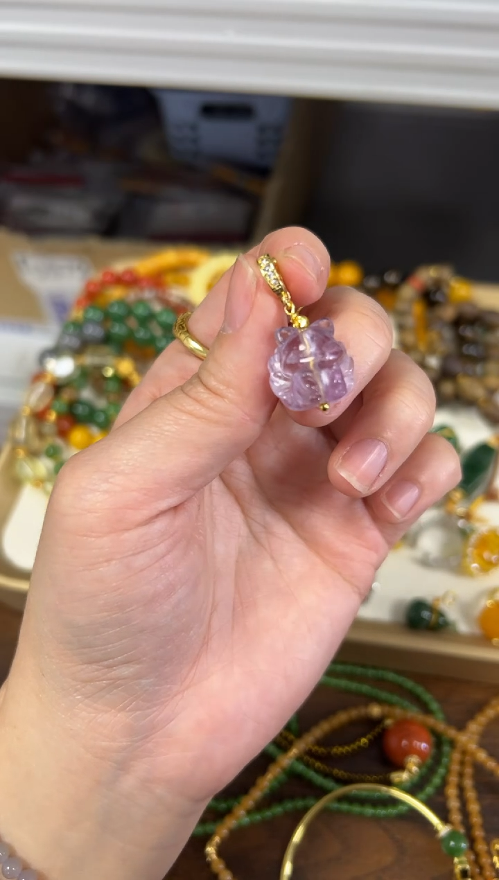 颈饰未镶嵌紫晶冰透紫晶九尾狐万能扣吊坠[33]