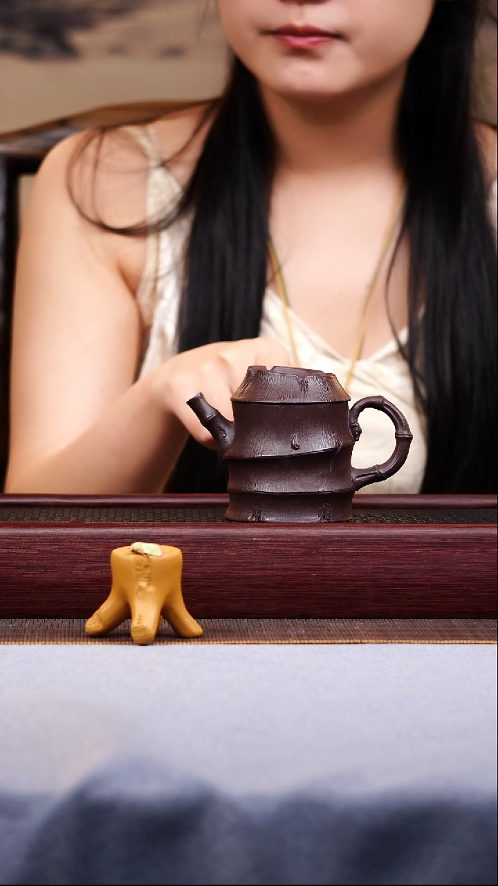 茶壶紫砂宜兴手工紫砂作品 竹节竹筒