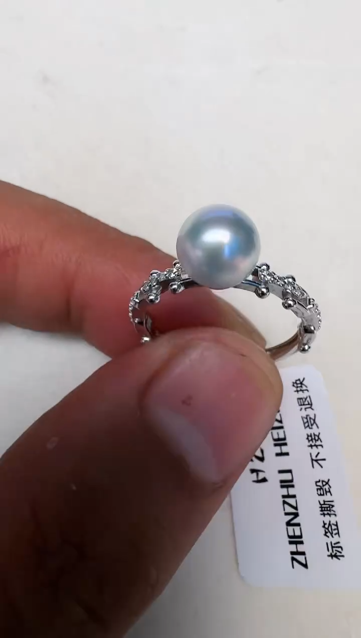 海水珍珠银S925镶嵌戒指戒指