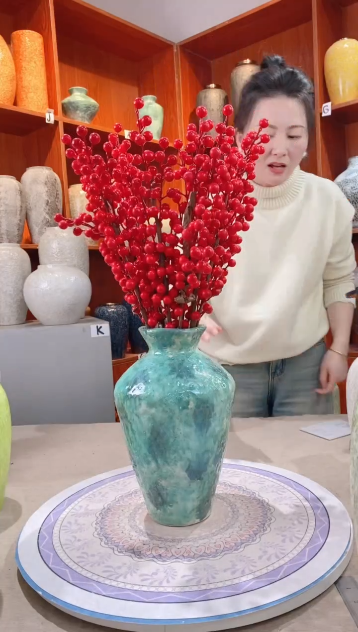 【闪购商品】瓶 彩陶三件套 大号 陶瓷花瓶 无花