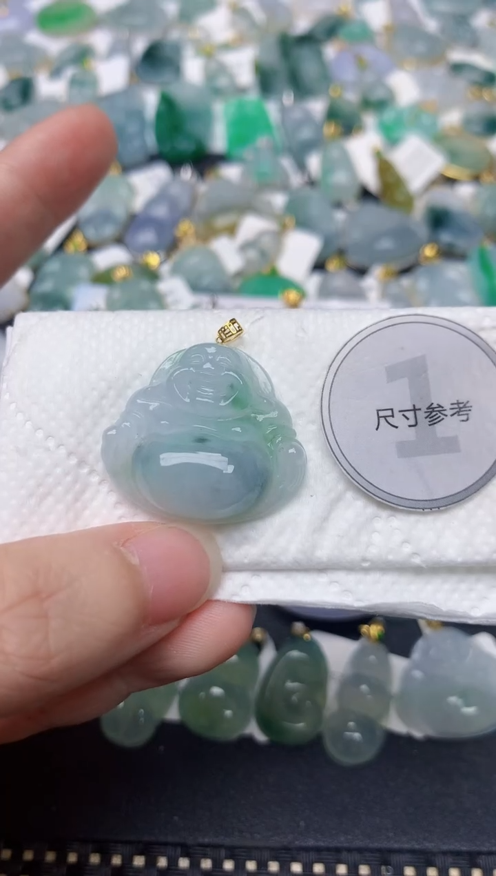 颈饰18K金镶嵌翡翠天然缅甸A货翡翠