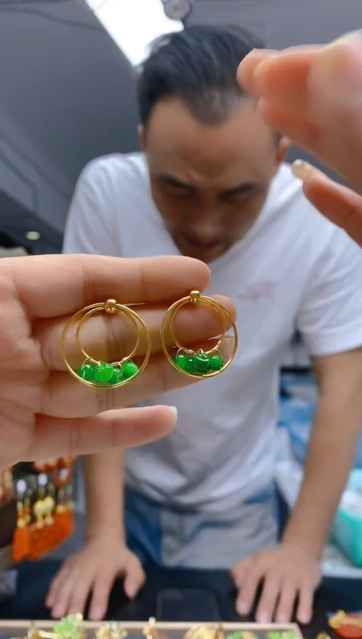 【闪购商品】翡翠耳饰合金456翡翠耳钉