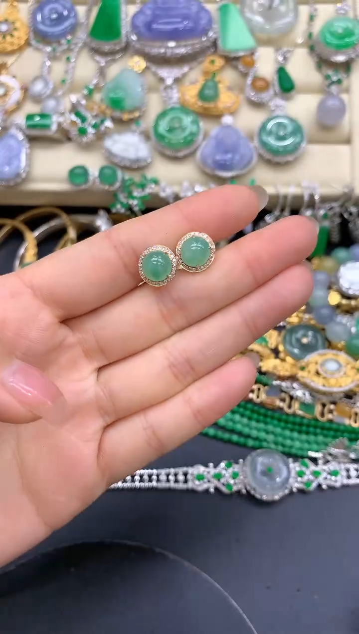 【闪购商品】翡翠耳饰18K金镶嵌144-中国好珍宝