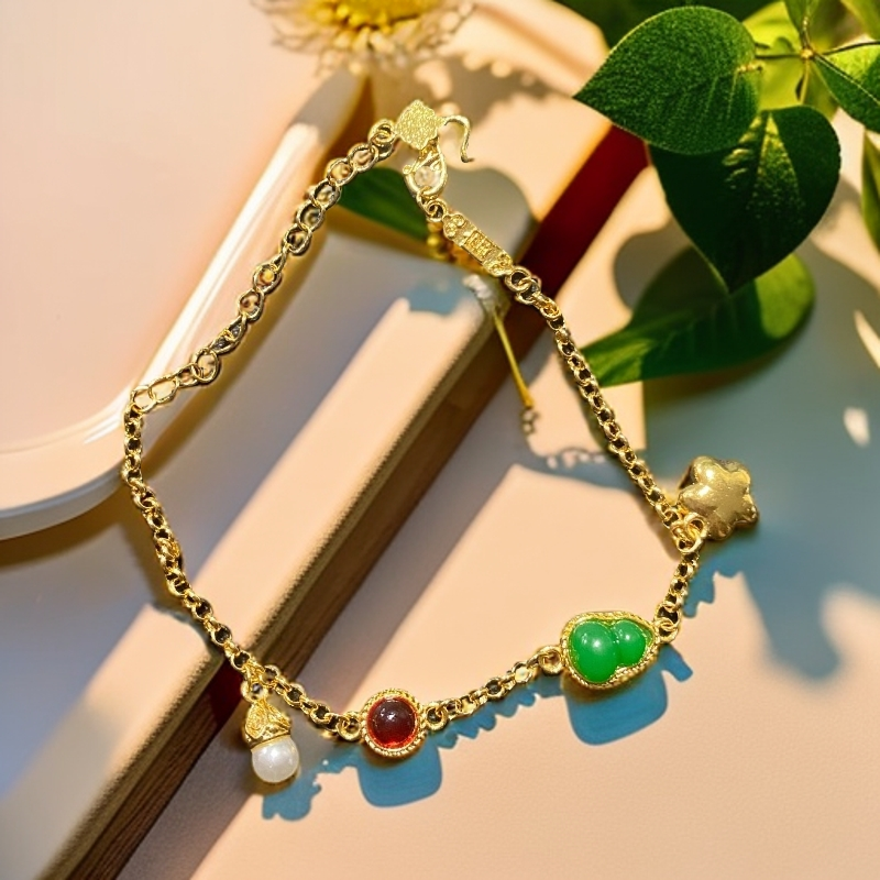 手工黄金镶嵌手链0040