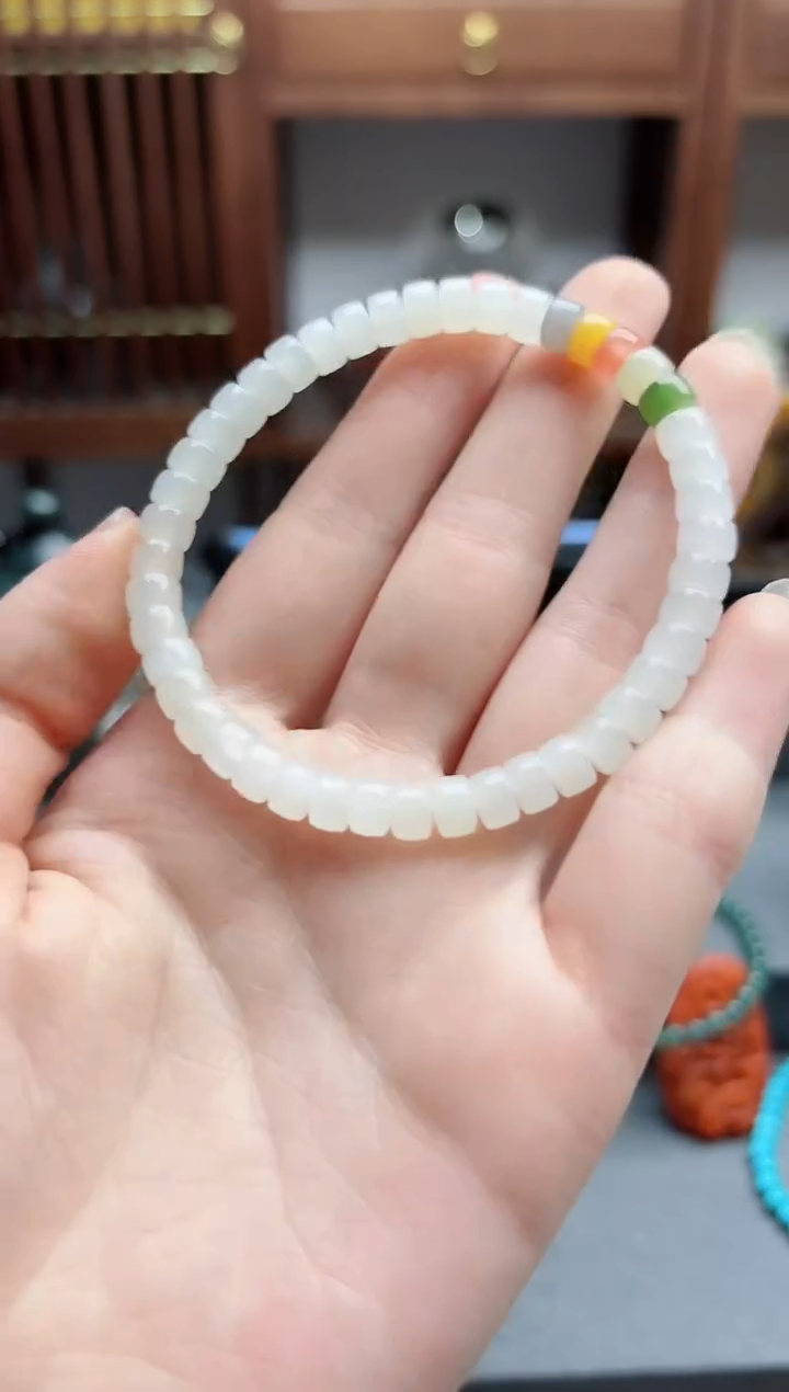 【闪购商品】和田玉手串未镶嵌白玉多宝手串 QC
