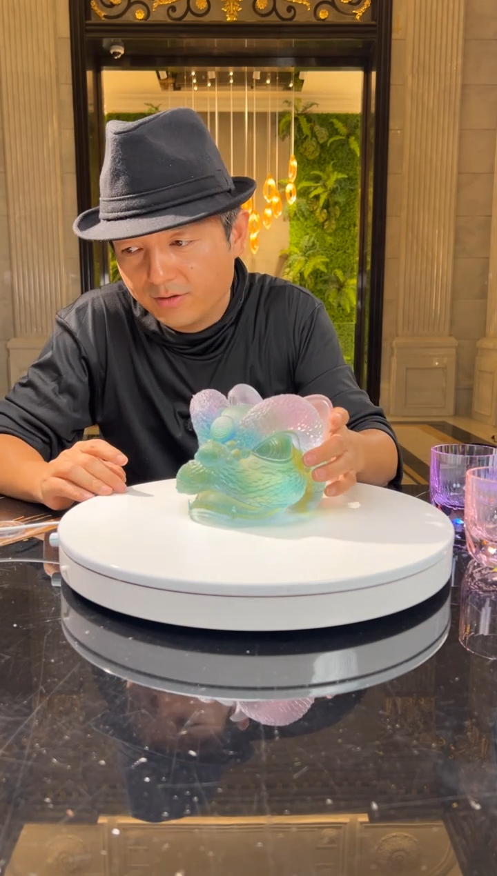 【闪购商品】摆件醒狮水晶琉璃艺术摆件