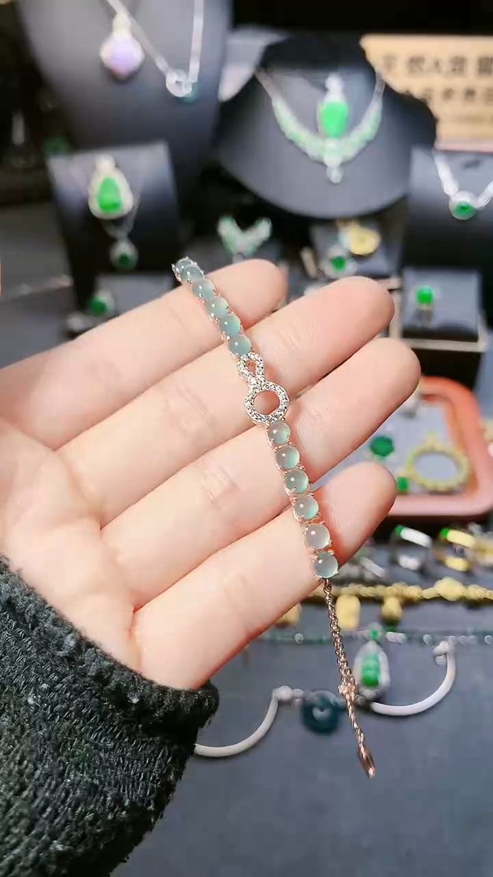 【闪购商品】翡翠手链银S925镶嵌手链