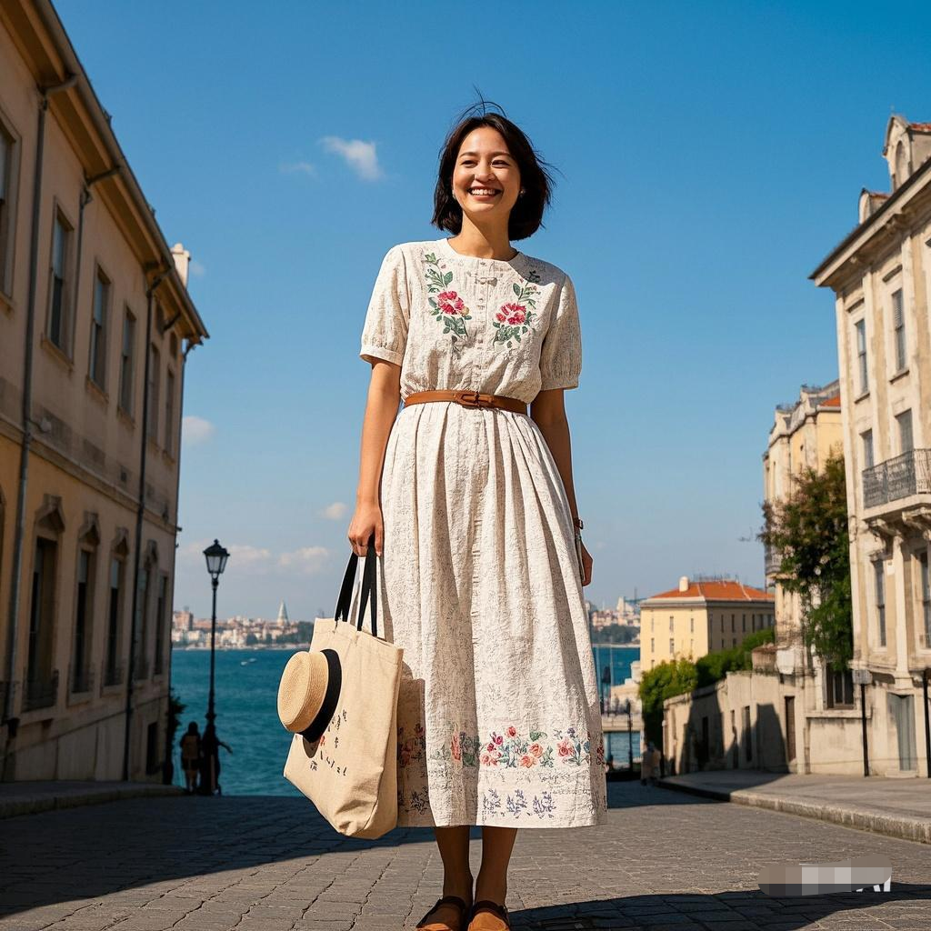 日系棉麻款式棉连衣裙百搭复古中古网红时尚休闲夏季学生印花韩版