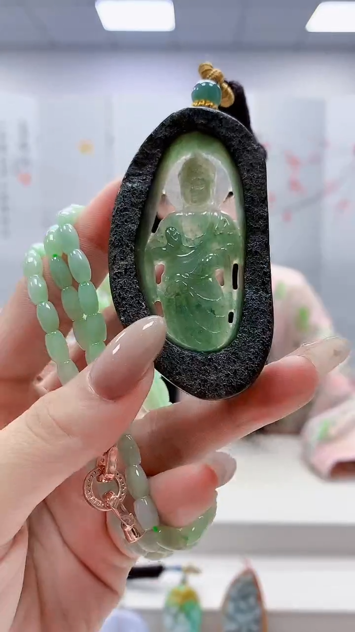 未镶嵌定制翡翠4812lr-毛货挂件赠珠链9