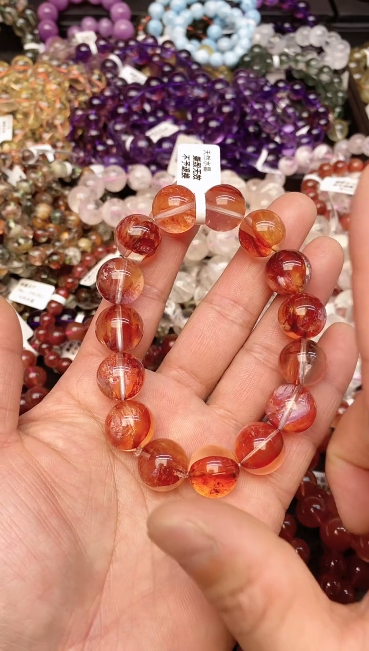 【闪购商品】水晶手链未镶嵌b27 红胶花15mm