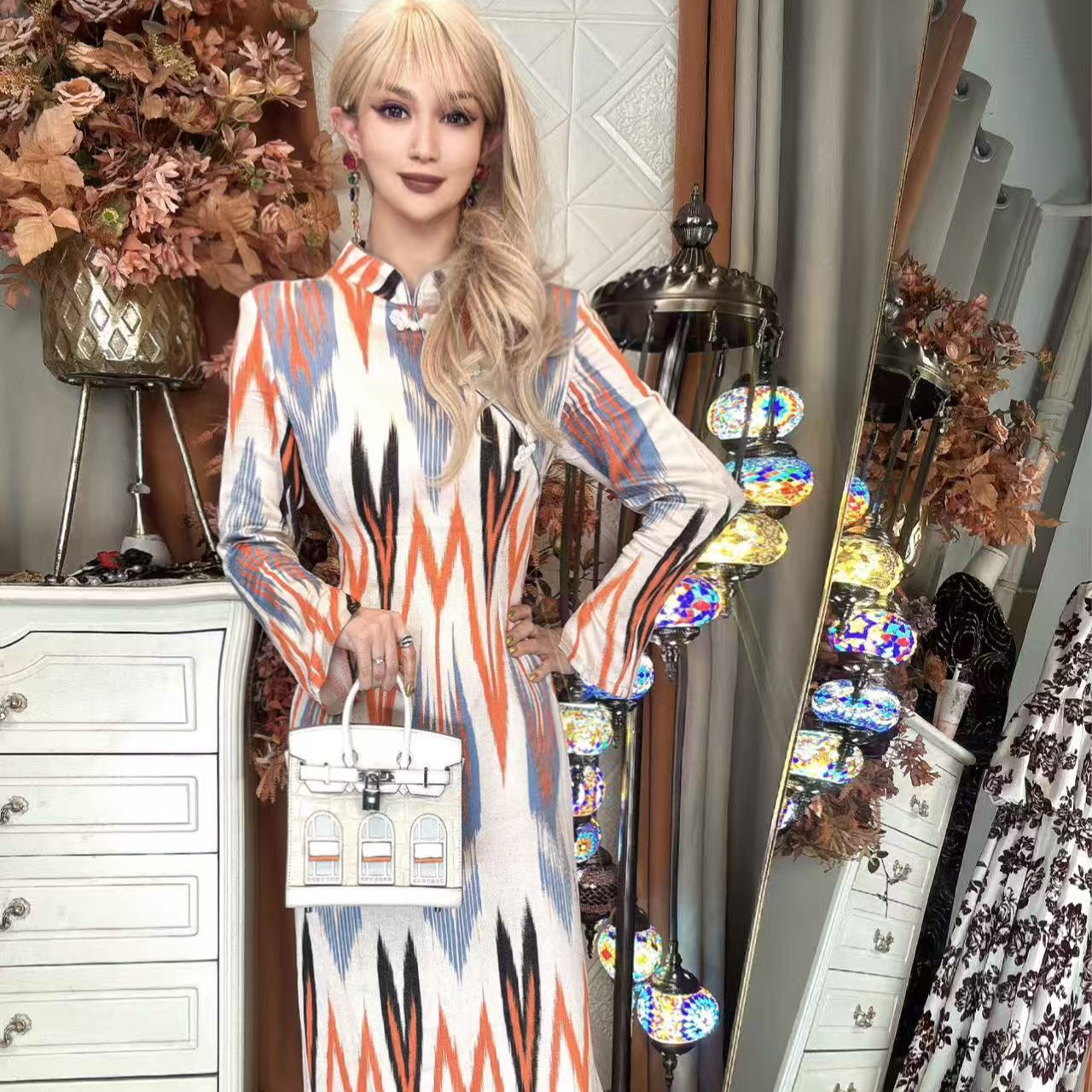 艾德莱斯国风连衣裙