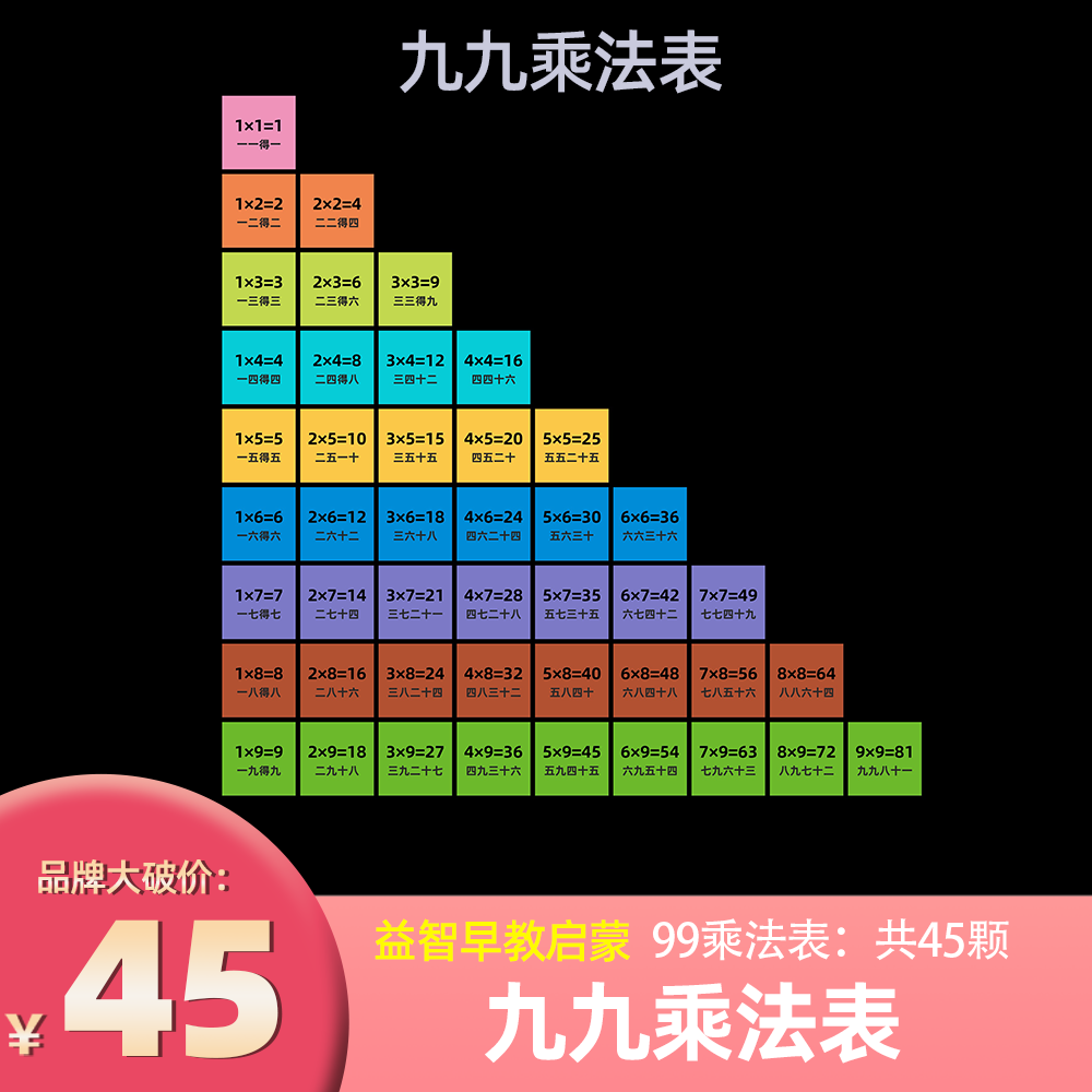 儿童益智磁性数字早教磁力方块九九乘法口诀表正方体启蒙几何图形