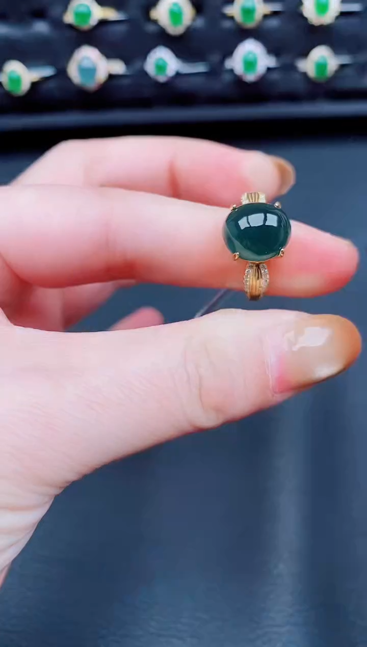 【闪购商品】翡翠戒指银S925镶嵌天然a货翡翠65