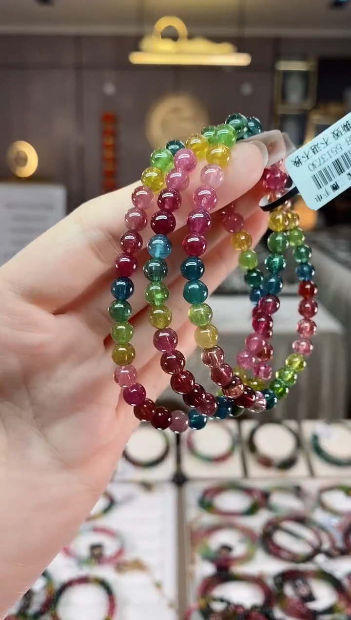【闪购商品】碧玺三圈手串5mm+未镶嵌一物一证dan