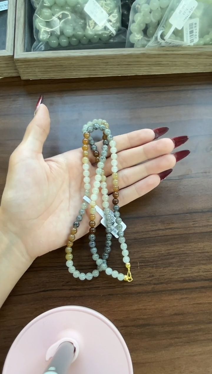 项链未镶嵌和田玉滚***球若羌微色差卡6长链