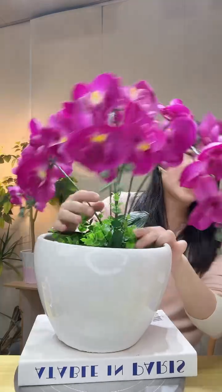 陶瓷花盆 白色苹果盆 口径22/高度16