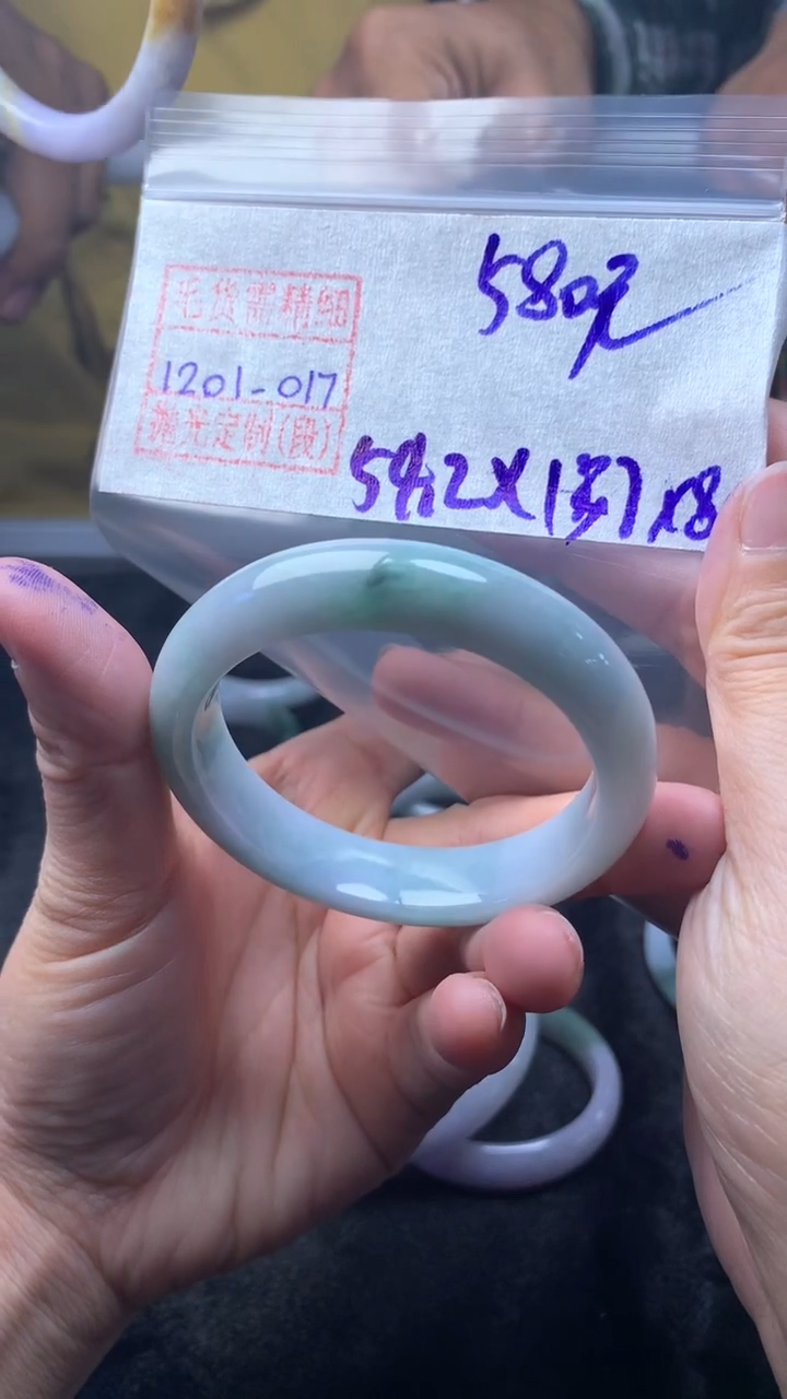 未镶嵌定制翡翠手镯54.2圈毛货需精细抛光#17