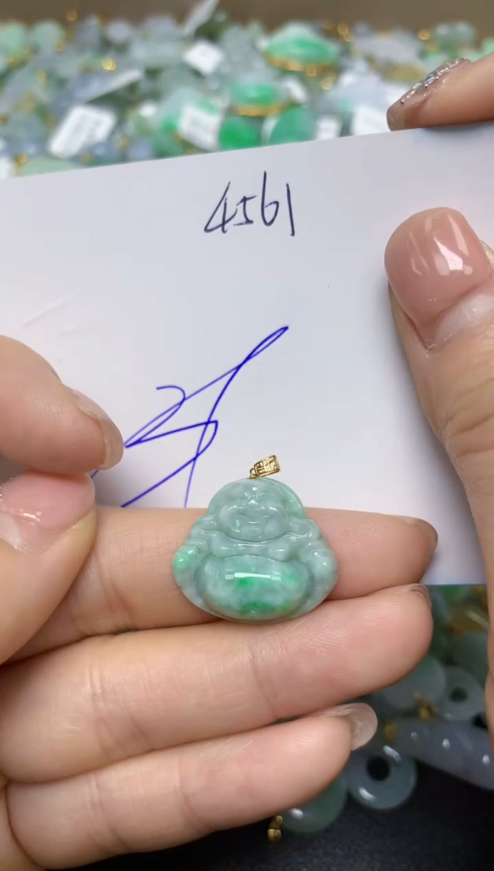 【闪购商品】翡翠挂件18K金镶嵌 天然翡翠A货