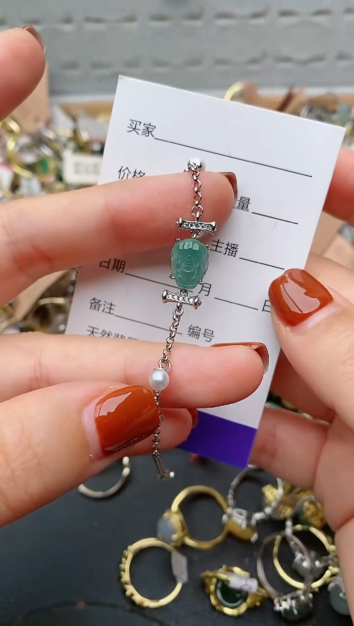 银S925镶嵌戒指翡翠.8145