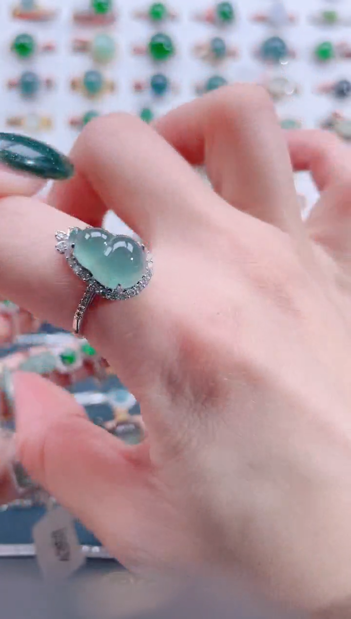 银S925镶嵌戒指翡翠天然翡翠