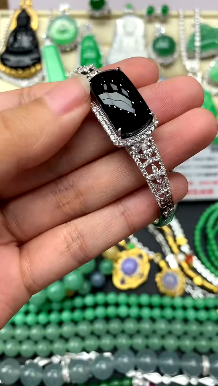 翡翠手镯18K金镶嵌310-中国好珍宝