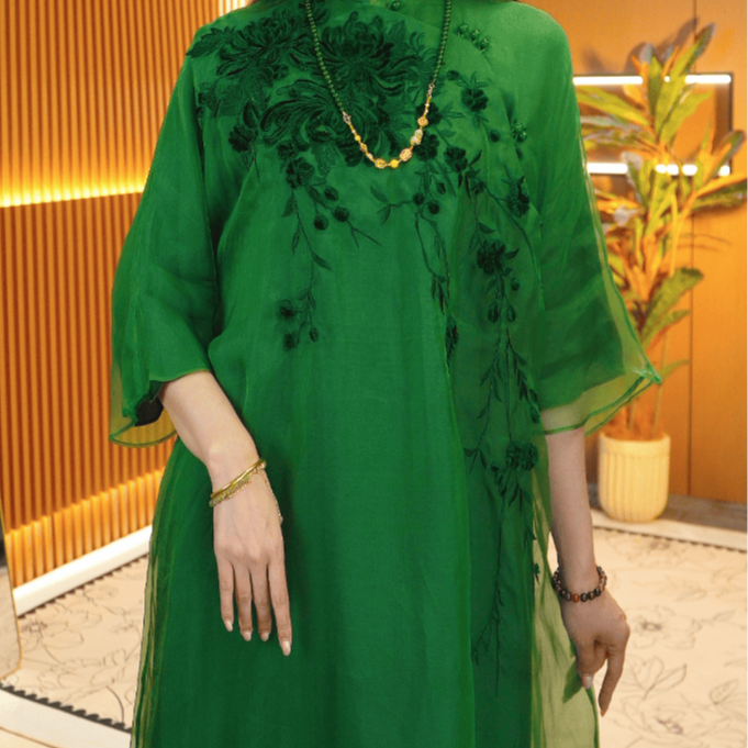 【水墨生花】新中式刺绣改良连衣裙2024B3327小禹