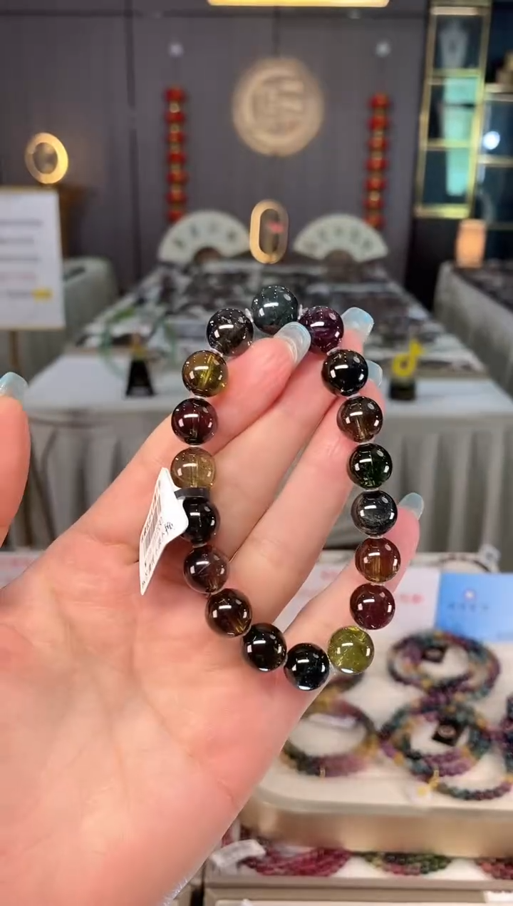 未镶嵌老矿碧玺黑美人单圈手串10mm+碧玺多样性发一条mz
