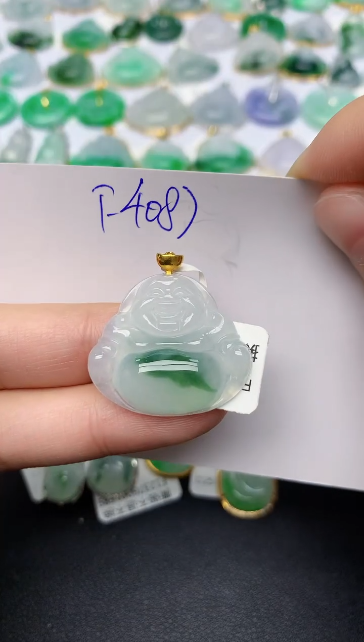 颈饰18K金镶嵌翡翠天然缅甸A货翡翠百元以上9元证书费自理