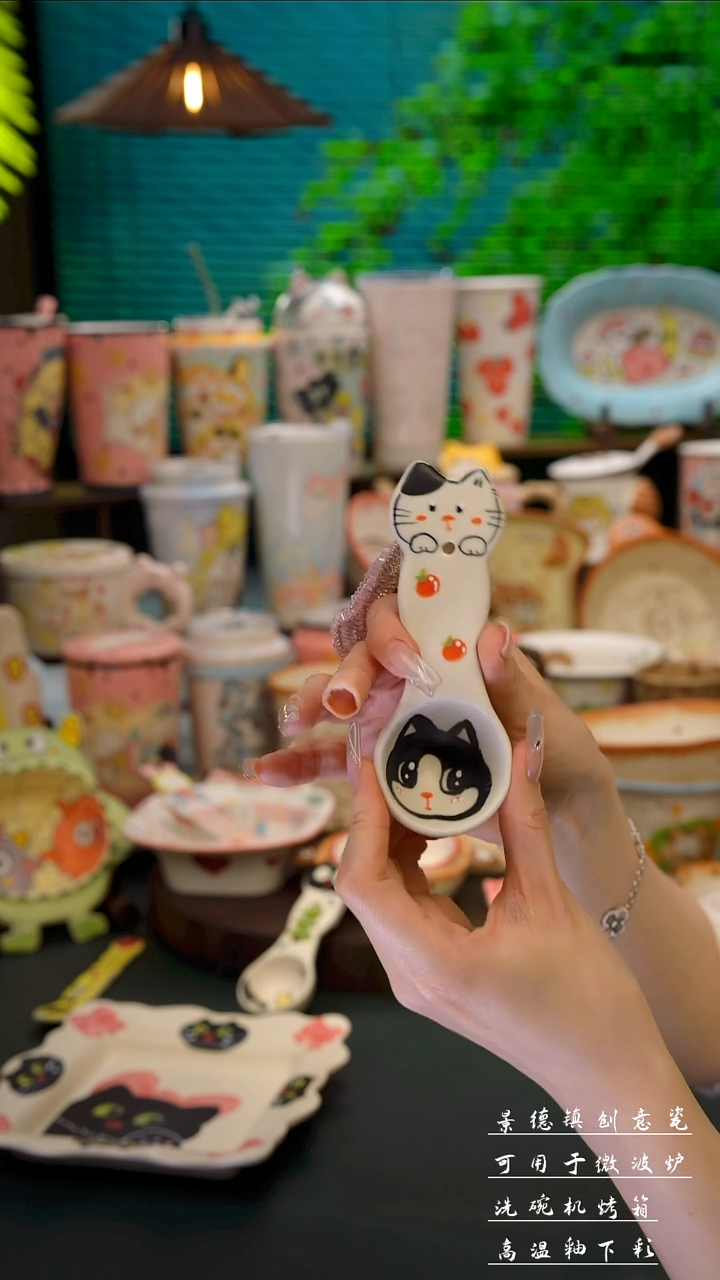 景德镇手绘小猫勺子          