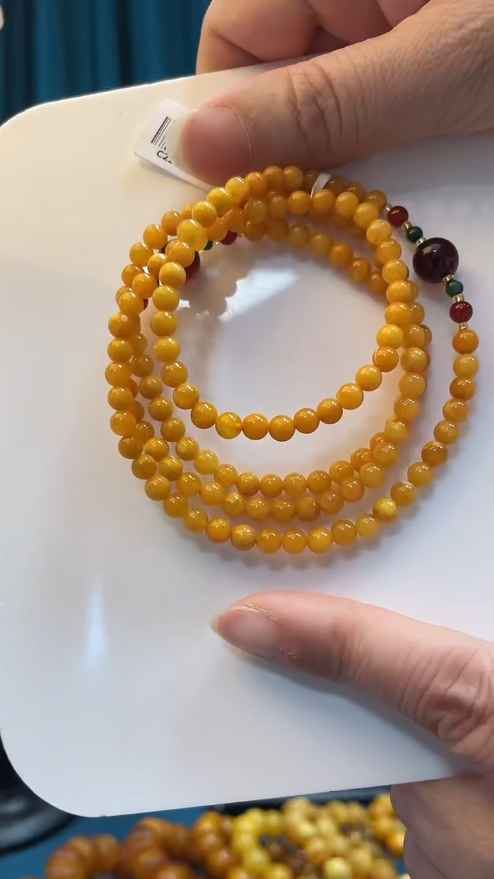 未镶嵌蜜蜡手链蜜蜡设计款双圈（多样性只发其一）