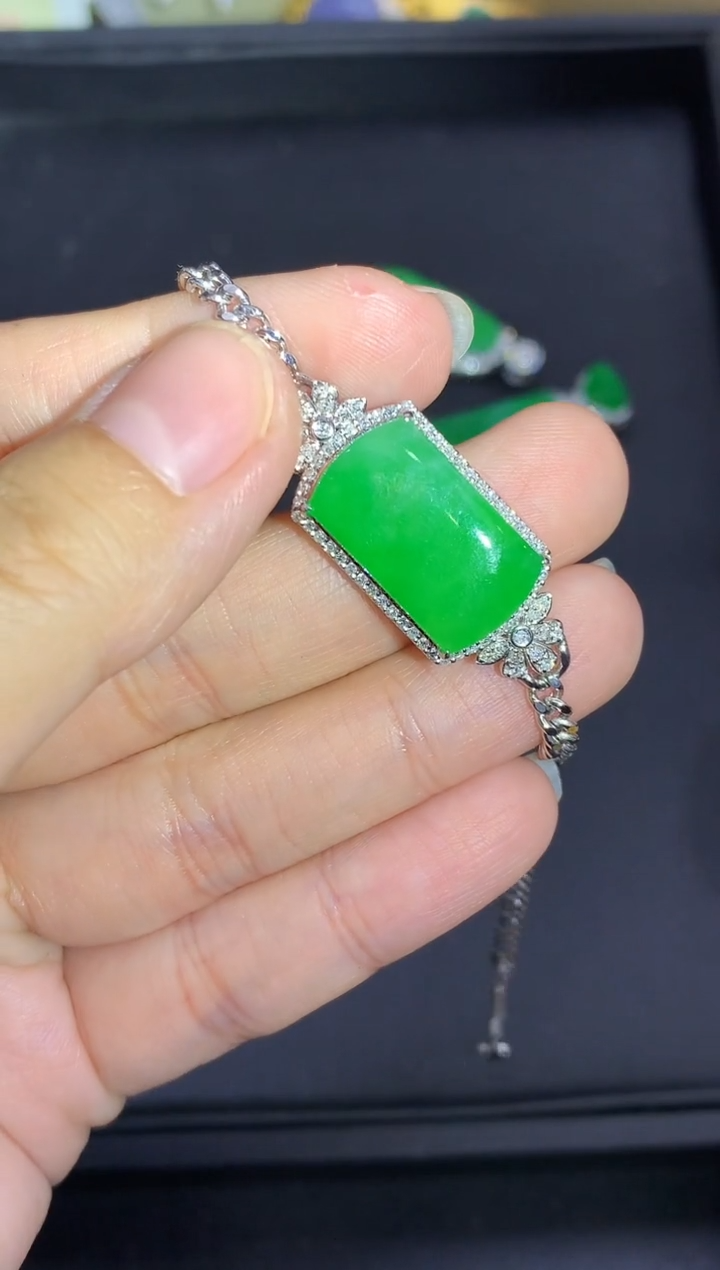 18K金镶嵌手链翡翠615-中国好珍宝