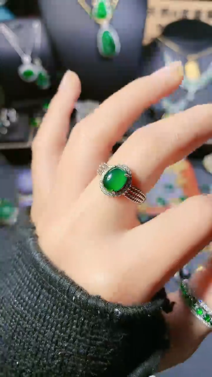 【闪购商品】翡翠戒指银S925镶嵌戒指