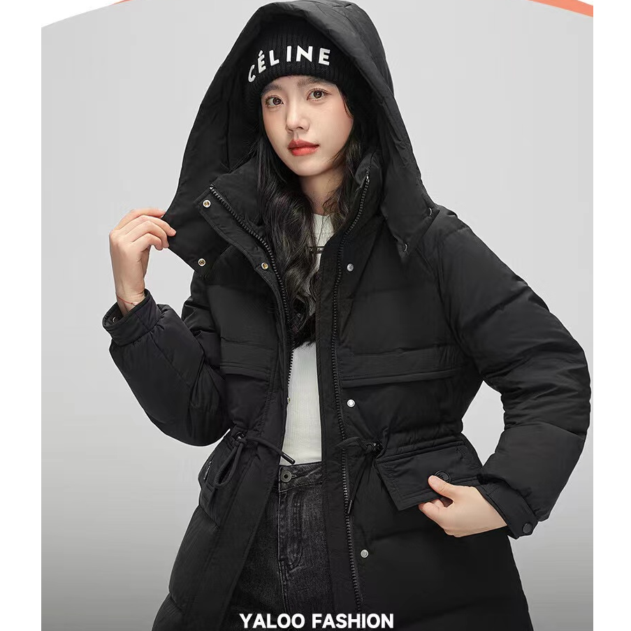 90羽绒服女中长款2025冬季新款百搭连帽加厚保暖韩版女士外套3063